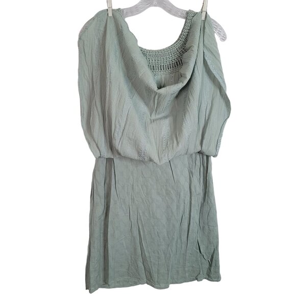 Free People Size L Dress Boho Gauze Flowy Layers Pullover Beachy Crochet Green - Picture 9 of 12